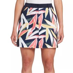 Lady Hagen 17" Traditional Golf Skort Navy Blue Leaf Print Size 14 NWT